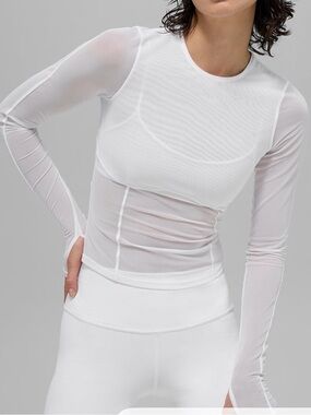 ALO mesh winter twilight Sheer Long Sleeve in white size S. SOLD OUT ONLINE